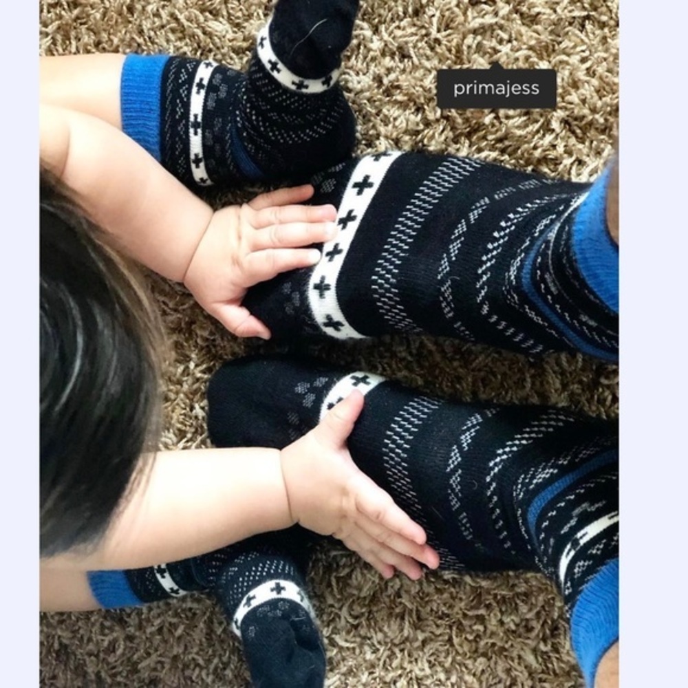 Twinsies Socks Kid+Dad Striped Red Green Size Med